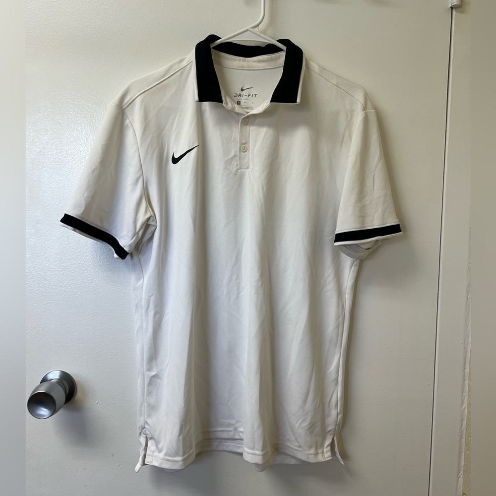 White Dri Fit Collared Polo